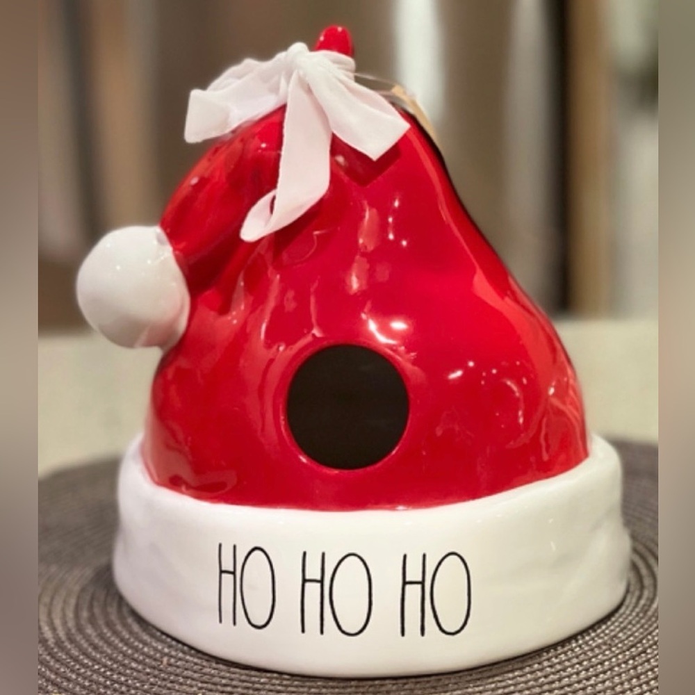 NEW Rae Dunn Red Ho Ho Ho Santa Hat Birdhouse Holiday Decor Christmas 🎅🏻